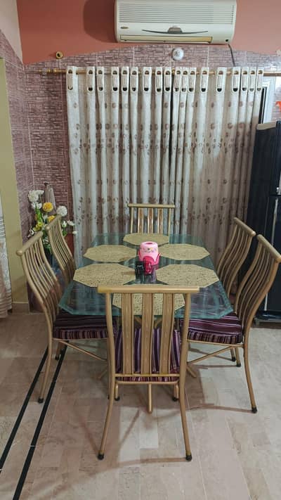 6 chair double Glass dining table