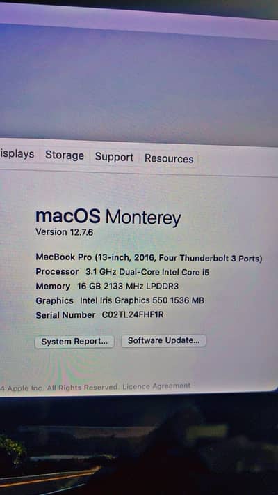 MacBook Pro 13” 2016 – 16GB RAM, 512GB SSD – Four Thunderbolt 3 Ports