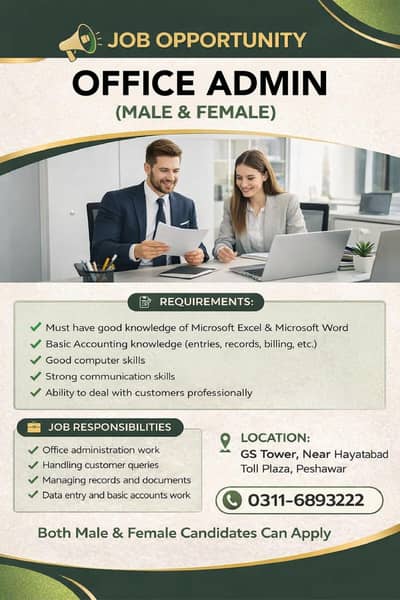 Office Admin Required for Company Hayatabad
