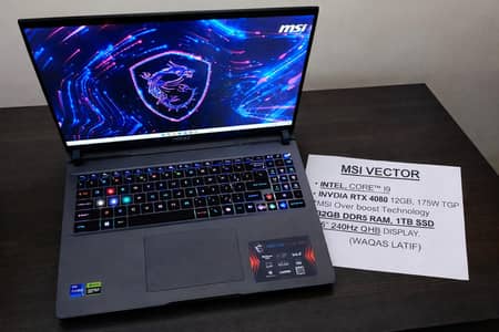 MSI Vector, INTEL CORE i9, RTX 4080, 32GB/1TB, QHD 240Hz Gaming Laptop