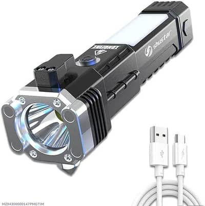 Compact LED Rechargeable Torch –1 Pc Black
