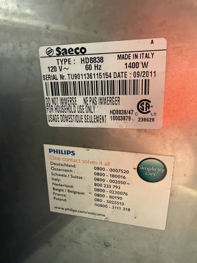 Philips / Saeco coffee cappuccino machine