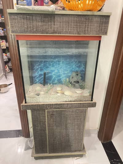 Aquarium with Wooden Cabinet Stand – Used, Good Condition