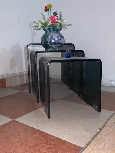 imported nesting table 3pcs set 8mm molding glass location lahore