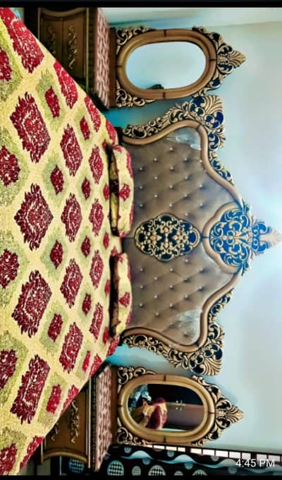 king side bed with side table