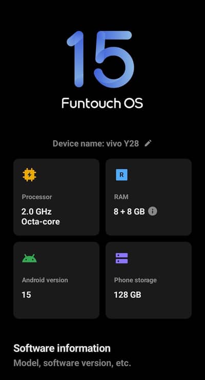 vivo y28 8+8 Ram and 128 rom storeg