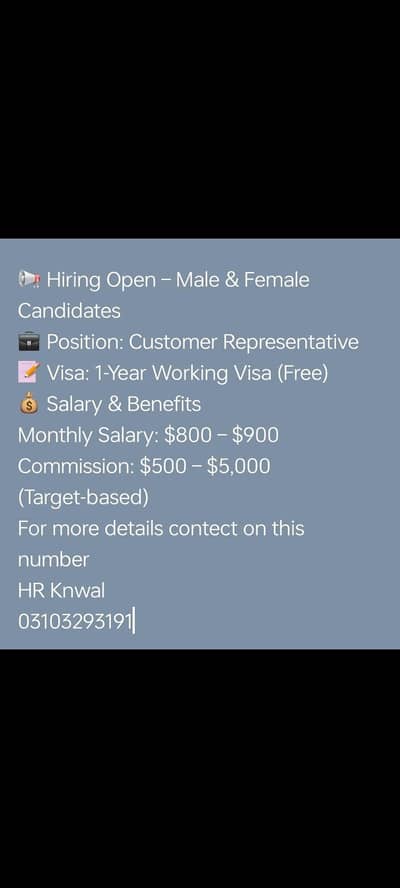 we are hiring male female both