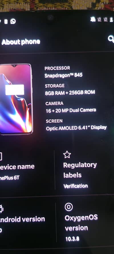 one plus 6t 8gb Ram 256 Rom