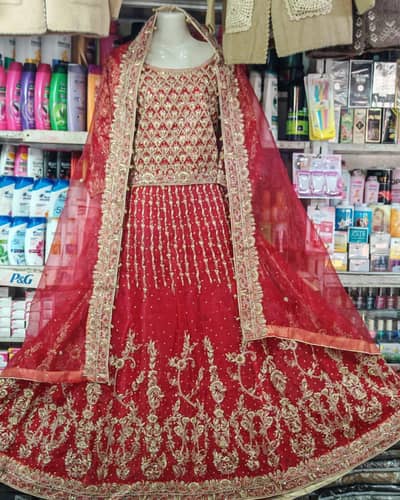 bridal lehenga total hand made work.