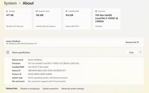 HP ELITEBOOK i7 11th Gen