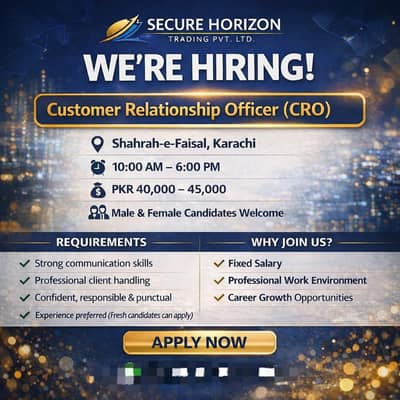 CRO || Customer Relationship Officer || Male & Female Jobs