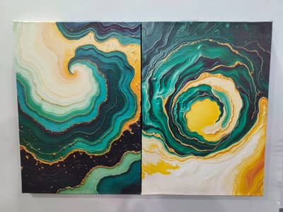 Framed Abstract Art printed on canvas (Set of 2 pieces)