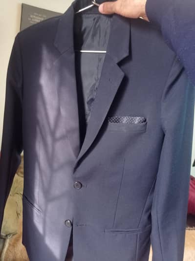2 piece Navy blue lawrenpur suit, 2 free tie