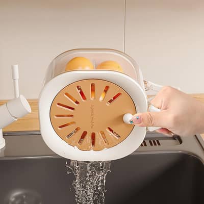 Dust-Proof Fruit Drainer Basket -Hidden Folding Handle Drain