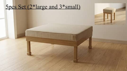 5Pcs Wooden Cushioned Bench Durable Frame for Office and Parlour Use