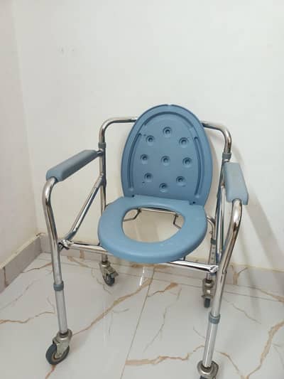 Foldable Wheelchair Commode For Elderly | Toilet Chair With Breaks