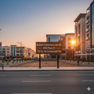 Prime 200 Sq. Yards Commercial Plot for Sale Bukhari Commercial Lane 05, DHA Phase VI Karachi