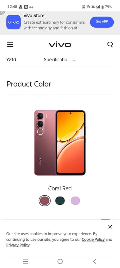 vivo y21d 6+6/128 red kalar 23din used  box or charge sat ha