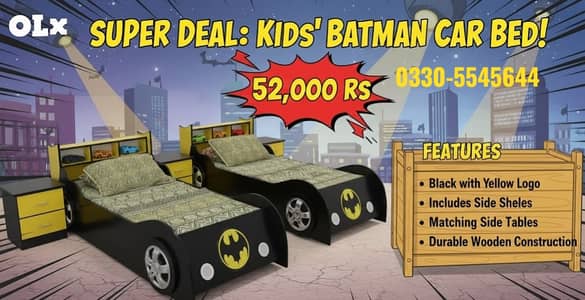 kids car bed | single car bed | baby bed | Batman theme car bed