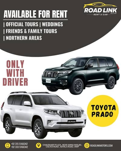 Luxury Cars on rent , Prado, Land Cruiser, Revo, Mercedes , Rent a Car