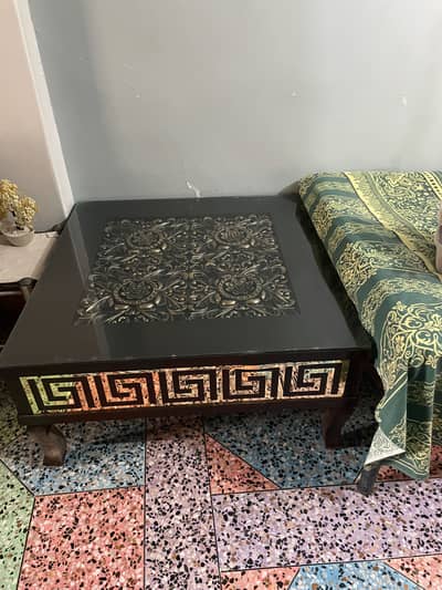 New Big size wood table with mirror top