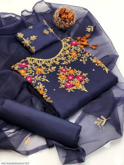 3pcs women unstitched hand embroidered suit