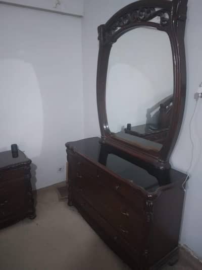 King size Bed with two Side tables , Mattress & Dressing Table