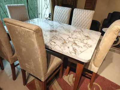 six chairs wooden dining table  solid wood