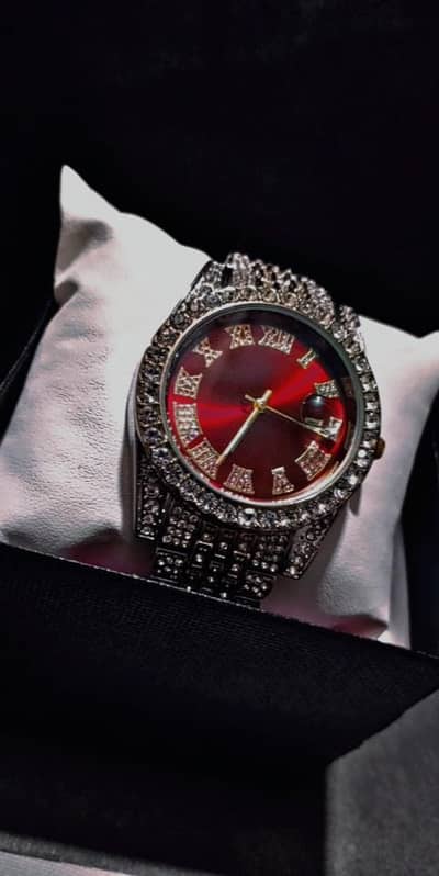 Diamond Watch with Royal Red dial for Woman