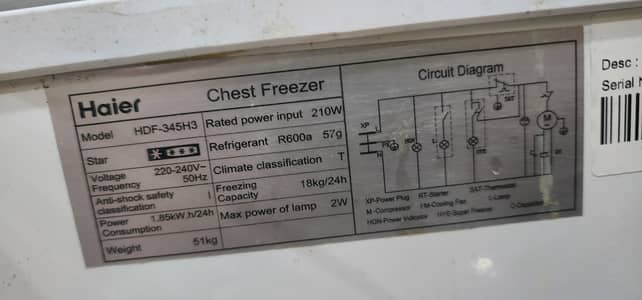 Haier HDF-345 Deep freezer