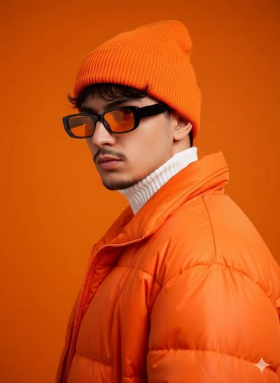Mans Orange colour Winter Jacket
