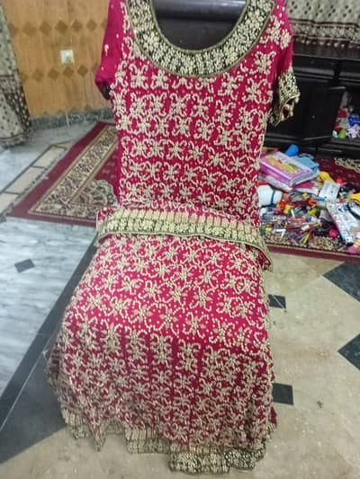 Red color Barat bridal dress