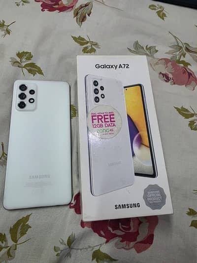 Samsung A72 Mobile with Box and Original Fast Charger