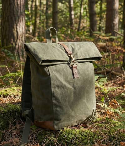 Canvas Backpack 100 %Waxed Cotton Olive Green Colour Condition 9.5/10