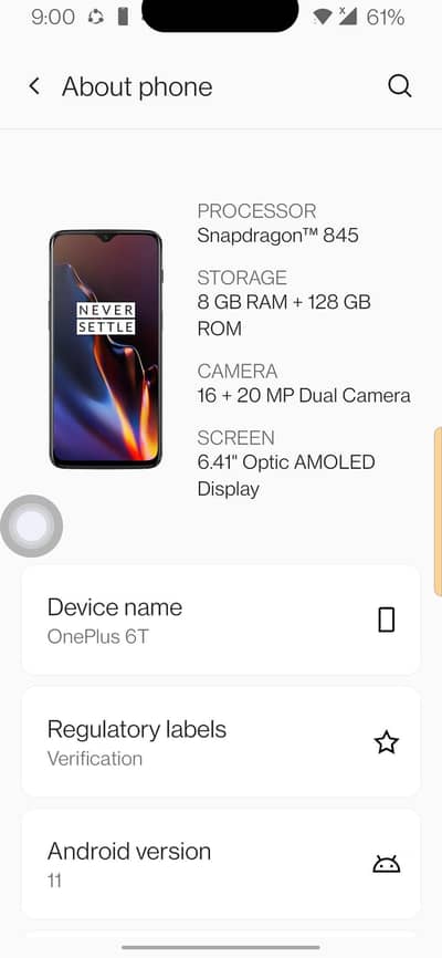 one plus 6T 8 128