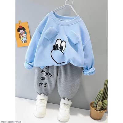 2 Pcs  Girls Fleece Printed Tracksuit