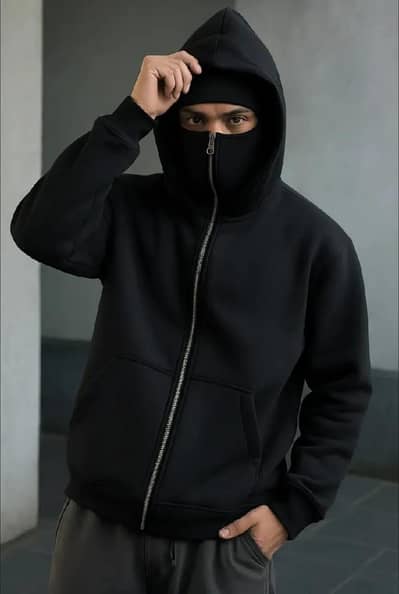 Ninja Hoddie Perimium Heavyweight Black Zipper Hoddie