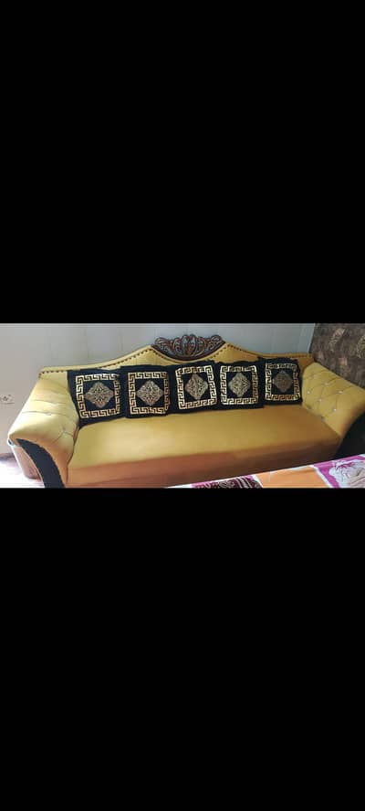 orange colour 3 seater and 2 seater sofa