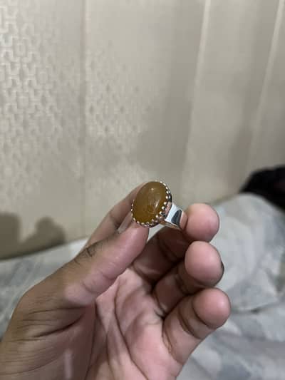 22k Chandi Mens Ring With Yellow Aqeeq