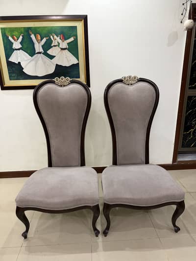 2 bedroom or drawing room chairs in boucle fabric solid wood