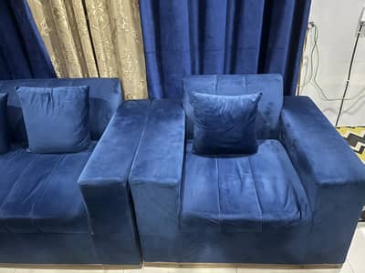 6 Seater Royal Blue Sofa Set