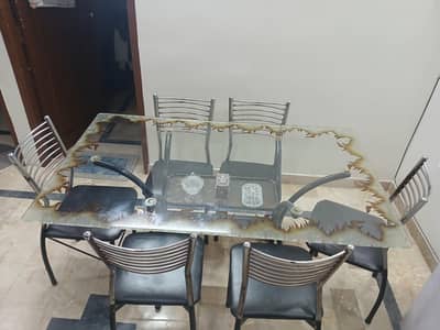 6 Chairs Dinning Table Glass Table