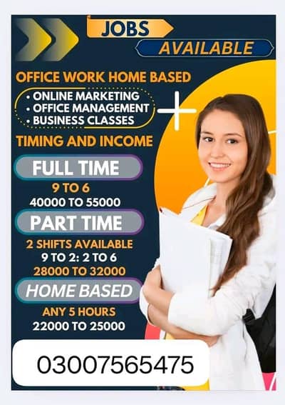 Part time full time office work home base job available
