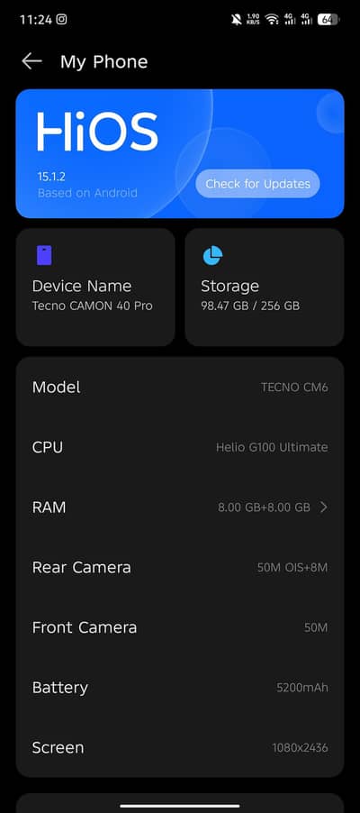 Tecno Camon 40 Pro – Excellent Condition – One Hand Used