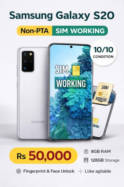 Samsung Galaxy S20 (Non-PTA) – SIM Working – 10/10 Condition