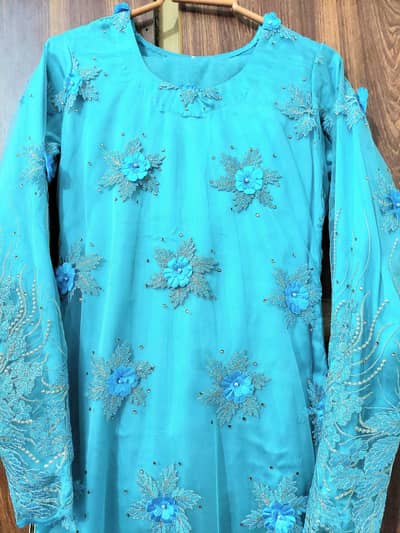 Elegant 3-Piece Embroidered Ladies Dress – Aqua Blue | Used