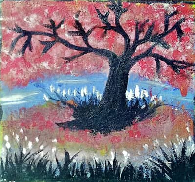 landscape painting of tree