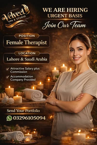 urgent female staff for lahore  and saudi arab branch