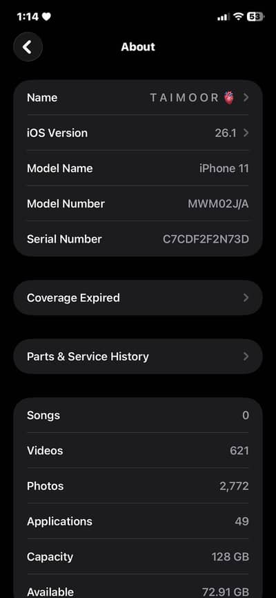 Iphone 11 128gb Non-Pta Black colour Water pack