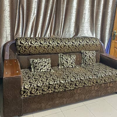 Beautiful Wooden 6 Seater Sofa Set with Tables